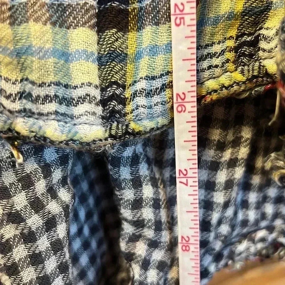 Womens preworn Free People small long sleeve button up plaid brown red green blu - Picture 7 of 8